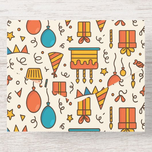 Vibrant Birthday Party Seamless Pattern オールインワン招待状 (背面)