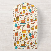 Vibrant Birthday Party Seamless Pattern オールインワン招待状 (外側)
