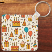 Vibrant Birthday Party Seamless Pattern キーホルダー (裏面)