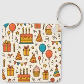 Vibrant Birthday Party Seamless Pattern キーホルダー (裏面)