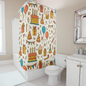 Vibrant Birthday Party Seamless Pattern シャワーカーテン (インサイチュ)