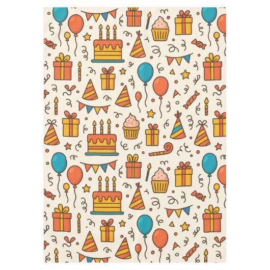 Vibrant Birthday Party Seamless Pattern テーブルクロス (正面)