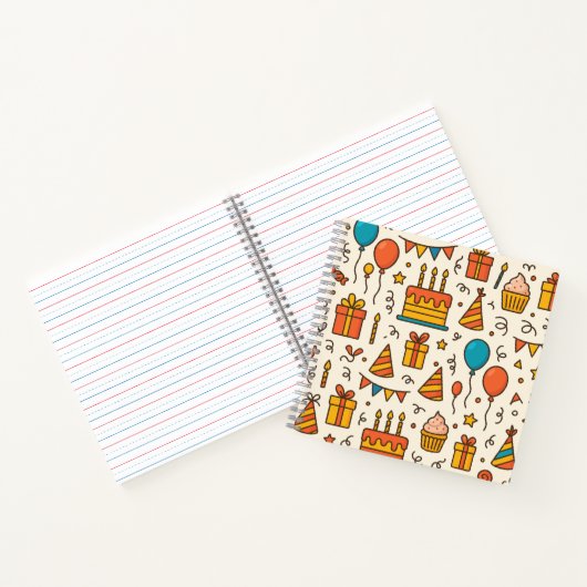 Vibrant Birthday Party Seamless Pattern ノートブック (内部)