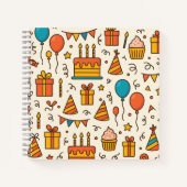 Vibrant Birthday Party Seamless Pattern ノートブック (正面)