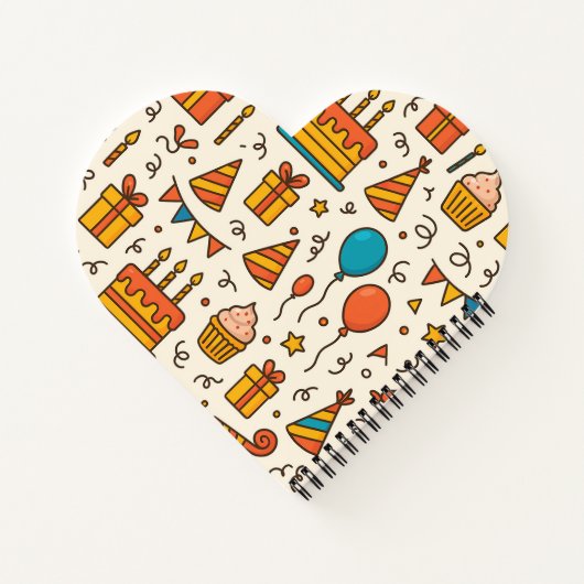 Vibrant Birthday Party Seamless Pattern ノートブック (裏面)