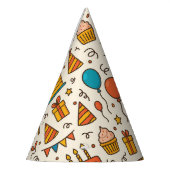 Vibrant Birthday Party Seamless Pattern パーティーハット (左)