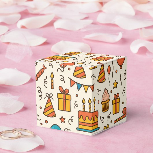 Vibrant Birthday Party Seamless Pattern フェイバーボックス (ウェディング)