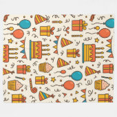 Vibrant Birthday Party Seamless Pattern フリースブランケット (正面(横))