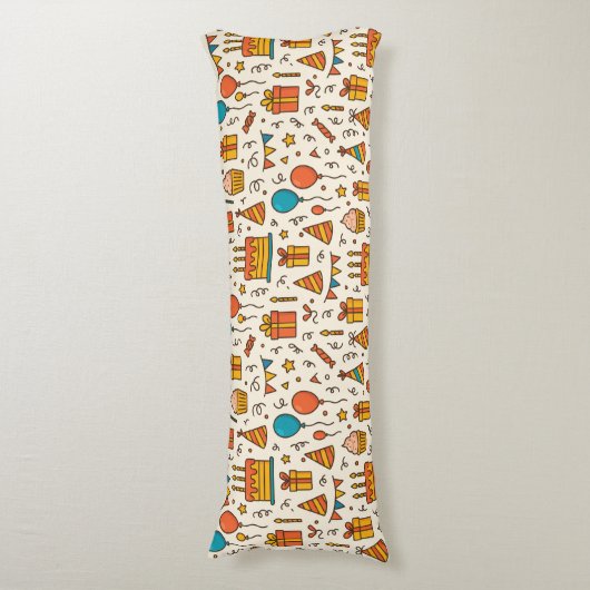 Vibrant Birthday Party Seamless Pattern ボディピロー (正面縦)