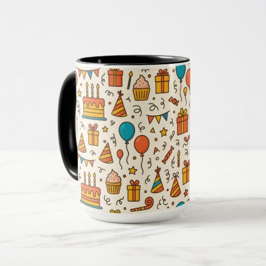 Vibrant Birthday Party Seamless Pattern マグカップ (正面左)