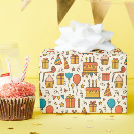 Vibrant Birthday Party Seamless Pattern ラッピングペーパー