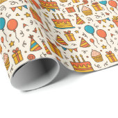 Vibrant Birthday Party Seamless Pattern ラッピングペーパー (ロールコーナー)