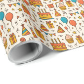 Vibrant Birthday Party Seamless Pattern ラッピングペーパー (ロールコーナー)