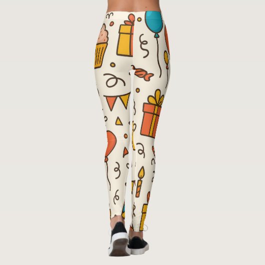 Vibrant Birthday Party Seamless Pattern レギンス (裏面)