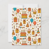 Vibrant Birthday Party Seamless Pattern 案内状 (正面)
