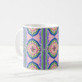 Vibrant Bloom Kaleidoscope: Pink & Emerald Mandala コーヒーマグカップ (正面左)