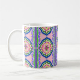 Vibrant Bloom Kaleidoscope: Pink & Emerald Mandala コーヒーマグカップ