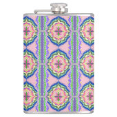 Vibrant Bloom Kaleidoscope: Pink & Emerald Mandala フラスク (正面)