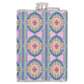 Vibrant Bloom Kaleidoscope: Pink & Emerald Mandala フラスク (裏面)