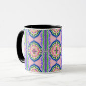 Vibrant Bloom Kaleidoscope: Pink & Emerald Mandala マグカップ (正面左)