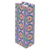 Vibrant Bloom Kaleidoscope: Pink & Emerald Mandala ワインギフトバッグ (正面アングル)