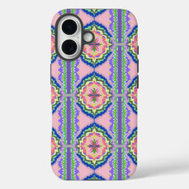 Vibrant Bloom Kaleidoscope: Pink & Emerald Mandala iPhone 16ケース