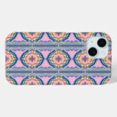 Vibrant Bloom Kaleidoscope: Pink & Emerald Mandala Case-Mate iPhoneケース (裏面 (横))