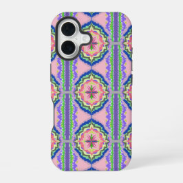 Vibrant Bloom Kaleidoscope: Pink & Emerald Mandala iPhone 16ケース