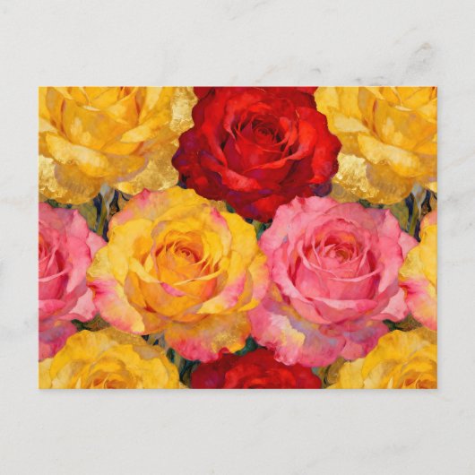 Vibrant Blooming Roses ポストカード (正面)
