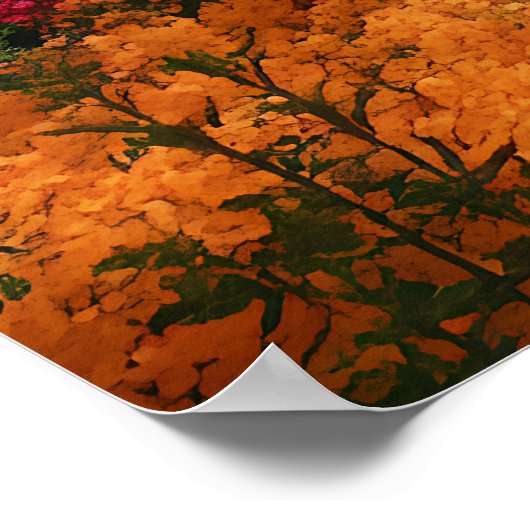 Vibrant Blossom Tree Garden Paradise View ポスター (角)