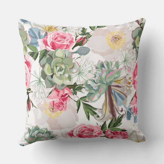 Vibrant Blossoms: Colorful Abstract Flowers クッション (裏面)