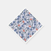  Vibrant Blue Floral Patterns with Green Vines スタンダードカクテルナプキン (角)