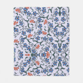  Vibrant Blue Floral Patterns with Green Vines フリースブランケット (正面)