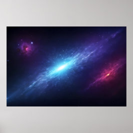 Vibrant Blue Galaxy Supernova Outer Space ポスター