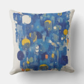 Vibrant Blue Gold Abstract Geometric Drip クッション (裏面)