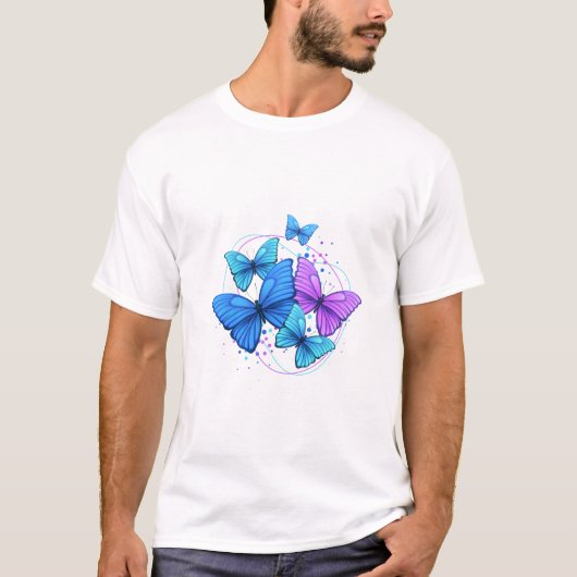 Vibrant Blue & Purple Butterfly Artwork – Aestheti Tシャツ (正面)