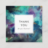 Vibrant Blue Watercolor Abstract QR Code Thank You スクエア名刺 (正面)