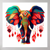 Vibrant Boho Chic Elephant ポスター (正面)