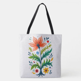 Vibrant Boho Floral Tree Folk Art Botanical トートバッグ