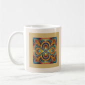 Vibrant Boho Fractal Mandala Art コーヒーマグカップ (左)