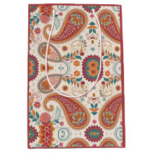Vibrant Boho Paisley white Floral Pattern 