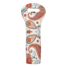 Vibrant Boho Paisley white Floral Pattern 