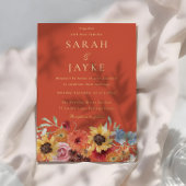 Vibrant Bold Floral Summer Wedding Gold 箔招待状