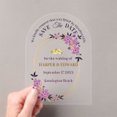 Vibrant Bold Wildflowers Wedding Save The Date Acr アクリル招待状 (インサイチュ (ポータブル))