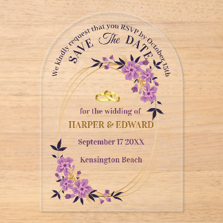 Vibrant Bold Wildflowers Wedding Save The Date Acr アクリル招待状