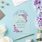Vibrant Bold Wildflowers Wedding Save The Date Acr アクリル招待状 (インサイチュ (ウェディング))