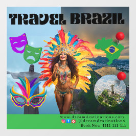 Vibrant Brazilian Carnival Design Travel Agency ウィンドウサイン
