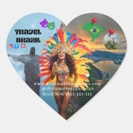 Vibrant Brazilian Carnival Design Travel Agency ハートシール