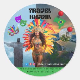 Vibrant Brazilian Carnival Design Travel Agency ラウンドシール