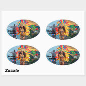 Vibrant Brazilian Carnival Design Travel Agency 楕円形シール (シート)